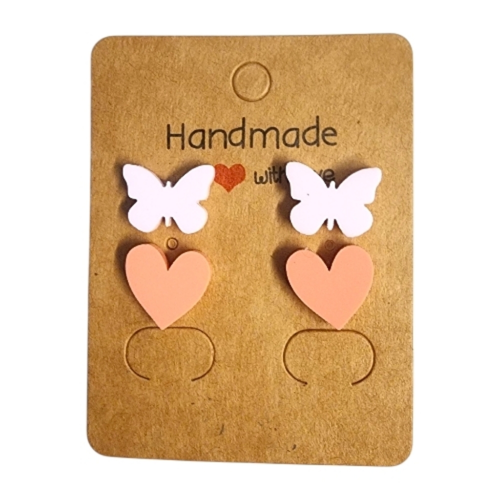 Butterfly Heart Acrylic Stud Earrings – 2 Pair